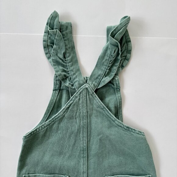 ZARA Ruffle Strap Overalls | Button Front, Adjustable Straps | Sage Green | 3–4Y - Picture 5 of 7